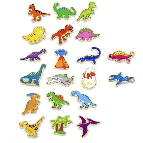  Juguetes Madera Magneticos Dinosaurios 20 Pz-0