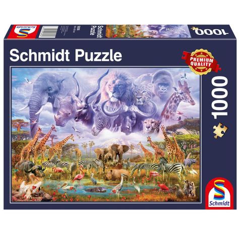 Puzzle 1.000 piezas Animales en el abrevadero-0