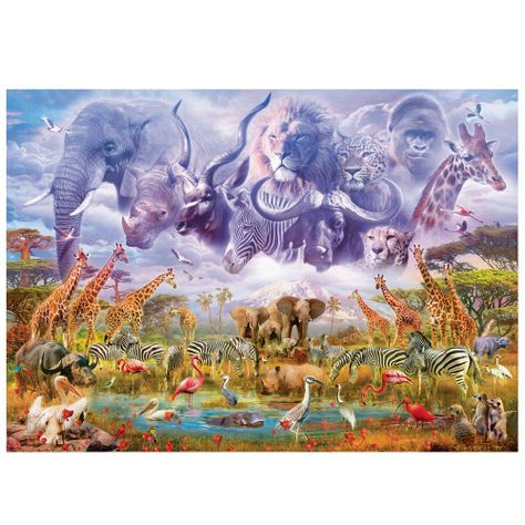 Puzzle 1.000 piezas Animales en el abrevadero-1