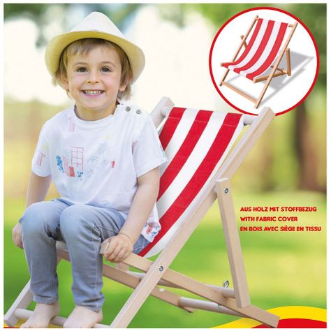 Silla madera lona roja rayas-1