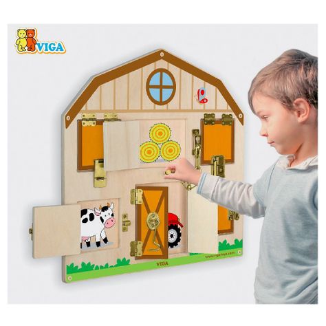 Juego Madera Pared Diferentes Cerraduras-2