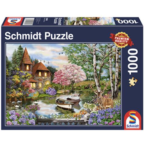 Puzzle 1.000 piezas Casa en el lago-0