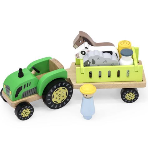 Tractor De Madera Con Accesorios.-3