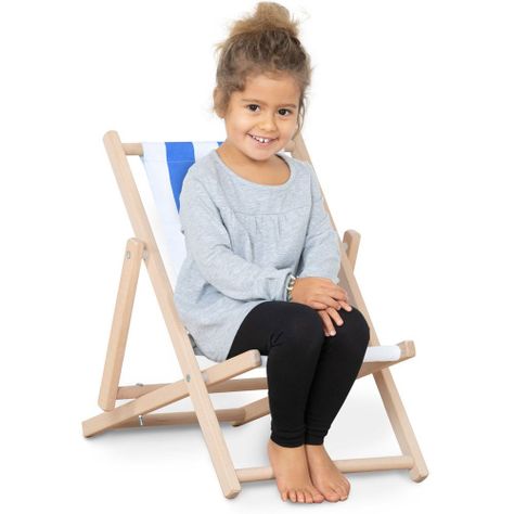 Silla madera lona azul rayas-1