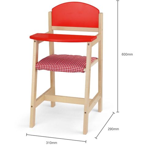 Silla Alta Para Muñecas. Silla Para Comer De Madera.-1
