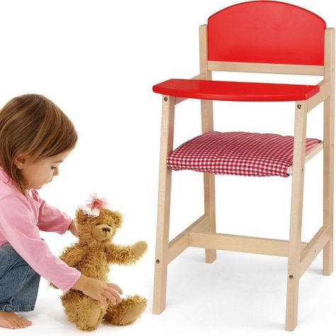 Silla Alta Para Muñecas. Silla Para Comer De Madera.-4