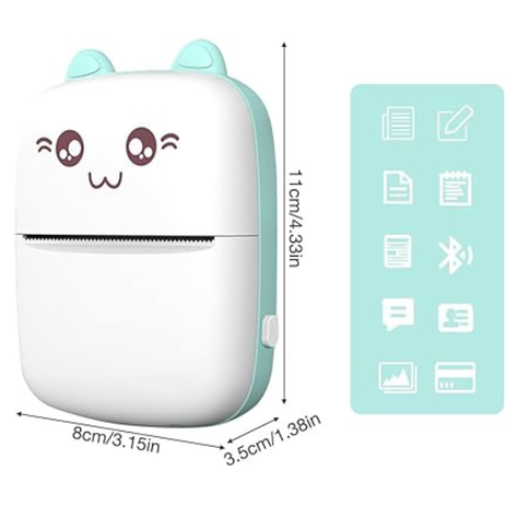 Mini Impresora Térmica Portátil Bluetooth Gatito + 1 Rollo-3