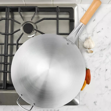 Wok tradicional chino de 45cm acero al carbono-2