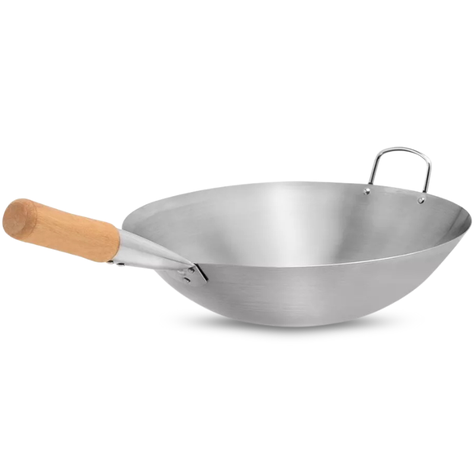 Wok tradicional chino de 45cm acero al carbono-5