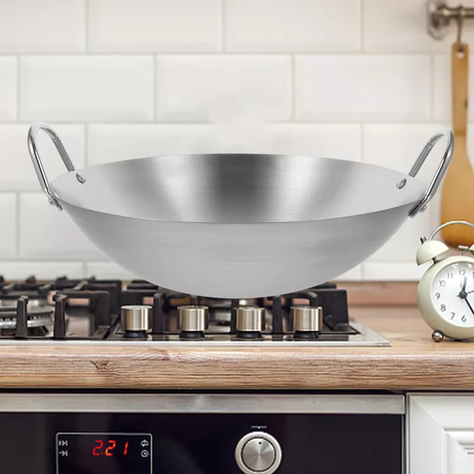 Wok disco tradicional chino de 50cm acero al carbono-5