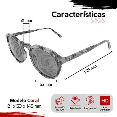Lentes De Sol Surkate Modelo CORAL Polarizados Uv400 Protección Y Estilo-4