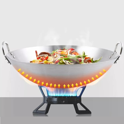 Wok disco tradicional chino de 45cm acero al carbono-5