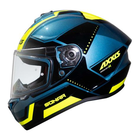 Casco De Moto Axxis Draken S Sonar E17 Azul Brillo-0
