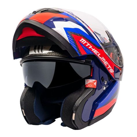 Casco de Moto MT Helmets - ATOM SV Híbrido B7 azul Brillo + Antiempañante Fogoff-0