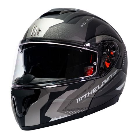 Casco de Moto MT Helmets - ATOM SV Híbrido E2 Gris Mate + Antiempañante Fogoff-2