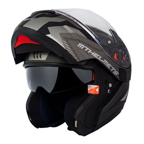 Casco de Moto MT Helmets - ATOM SV Híbrido E2 Gris Mate + Antiempañante Fogoff-1