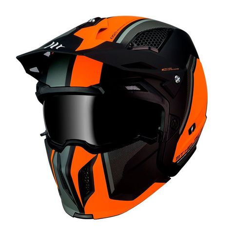 Casco De Moto MT Helmets StreetFighter SV Twin C4 Naranjo Fluor Mate-0