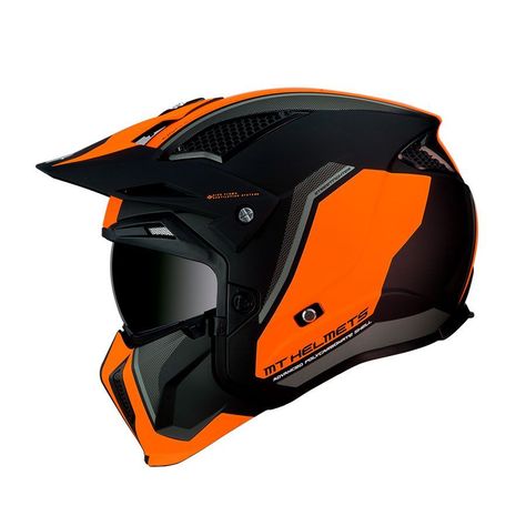 Casco De Moto MT Helmets StreetFighter SV Twin C4 Naranjo Fluor Mate-1