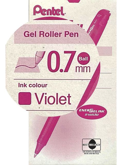 Roller Energel Lapiz Gel Pentel Makkuro 0,7mm Violet - 12uni-1
