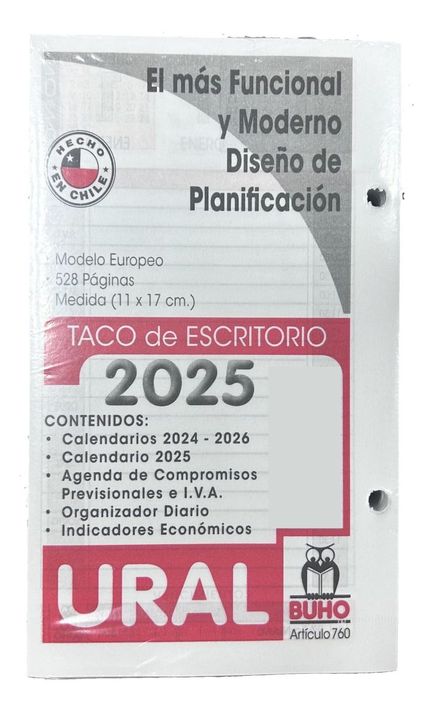 Agenda Taco Calendario Escritorio 2025 - Calendario Ural 10u-2