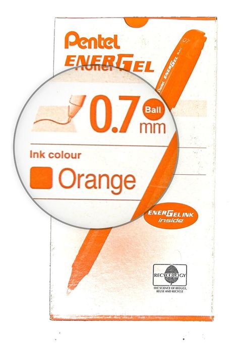Roller Energel Lapiz Gel Pentel Makkuro 0,7mm Naranjo - 12u-1