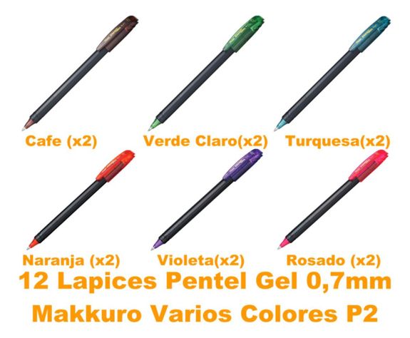 Roller Energel Lapiz Gel Pentel Makkuro 0,7mm Naranjo - 12u-5