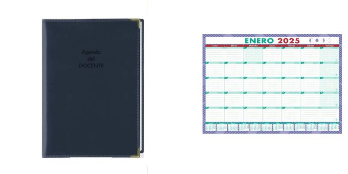 Agenda Buho Profesor 2025 Cuero + Calendario Escritorio 2025-0