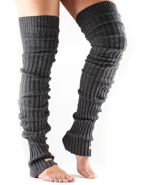 Leg Warmers Thigh High Charcoal Grey One Size-0