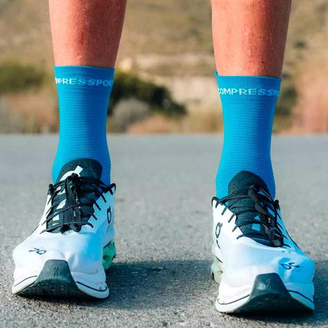 Calcetín Pro Racing v4.0 Run High Calipso Compressport-2