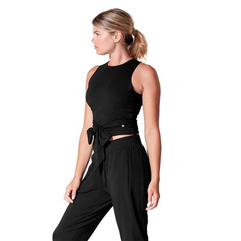 Polera Wrap Around Tank Negro Tavi-1