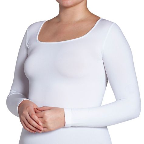 Polera Manga Larga Escote Cuadrado Blanco-0