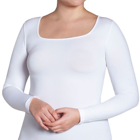 Polera Manga Larga Escote Cuadrado Blanco-1
