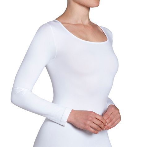 Polera Manga Larga Escote Cuadrado Blanco-3