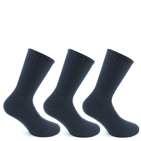 3 Pares Calcetin Algodón Deportivo Largo 3/4 Azul-0