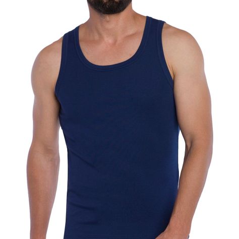 Camiseta Musculosa Hombre Algodón Azul-0