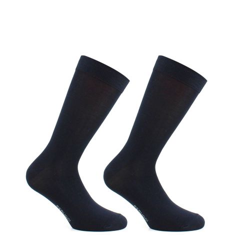 2 Pares Calcetin Hilo Liso Largo Americano Azul-0