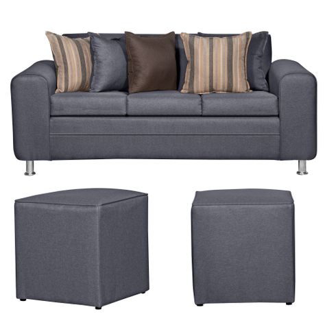 SOFA LEGEND 3 CUERPOS + 2 POUF GRIS-0