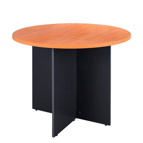 Mesa de Reuniones 100 cm. de Diámetro Laminado Compacto Alerce/Grafito-0