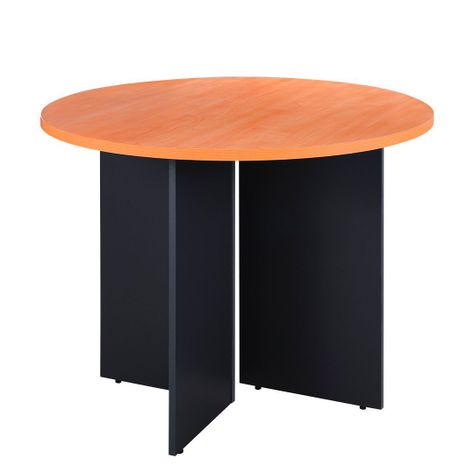 Mesa de Reuniones 100 cm. de Diámetro Laminado Compacto Alerce/Grafito-1