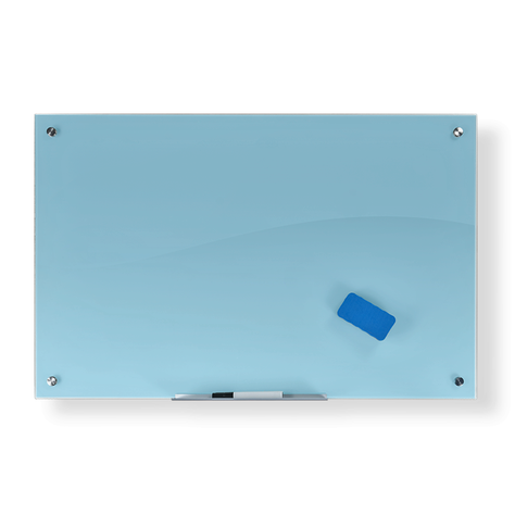 Pizarra Magnética Vidrio Templado 90 x 60 Incluye Accesorios. Color Celeste-1