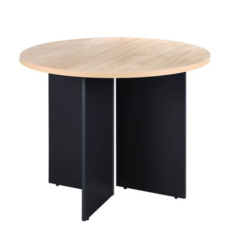 Mesa de Reuniones 100 cm. de Diámetro Laminado Compacto Maple/Grafito-1