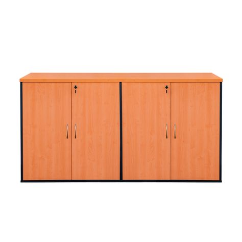 Dos Armarios Modulares Laminado Compacto con Puertas y Llaves. Color Alerce y Grafito-0