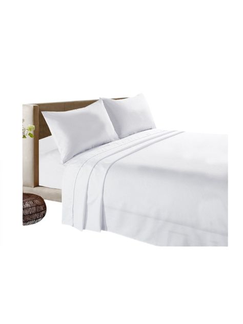 Set De Sabanas Plaza y Media Blanco 200 hilos + 1 Funda De Almohada-0