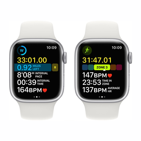Apple Watch Serie 8 (GPS) Caja Silver aluminio 45mm con correa sport Blanco M/L-4