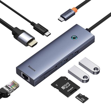 Adaptador HUB 7 en 1 USB-C: HDMI, USB 3.0 x2, Ethernet, USB-C, SD - Baseus-5