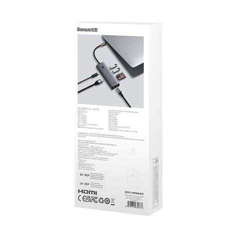 Adaptador HUB 7 en 1 USB-C: HDMI, USB 3.0 x2, Ethernet, USB-C, SD - Baseus-7