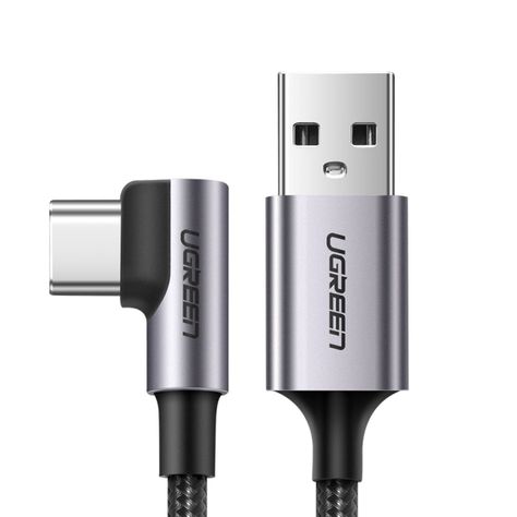 UGREEN Cable USB-C en ángulo a USB 2.0 A trenzado 1m Gris-0