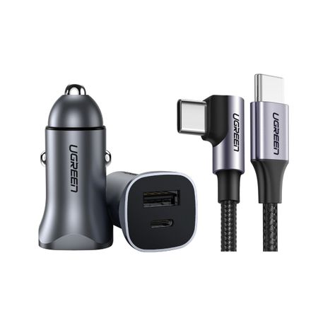 UGREEN Cargador rápido para coche 30W + Cable USB-C 2.0 3A-0