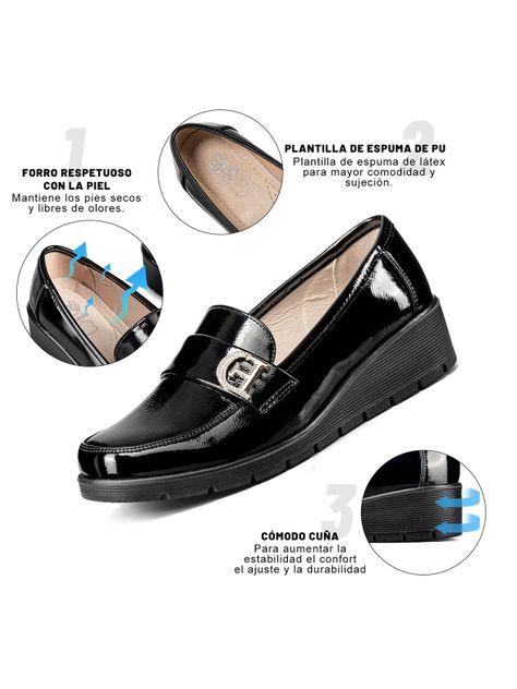 Mocasin Casual Mujer Charol Vintage Comodo Cuña Weide JML10-4