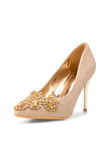 Zapato Taco Alto Dorado Fiesta GHE13 Weide-0